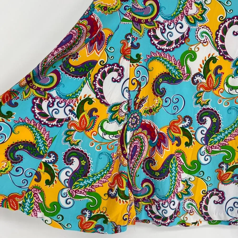 Ralph Lauren‎ Skirt Womens XL Paisley Colorful Short Stretchy Resort Old Money